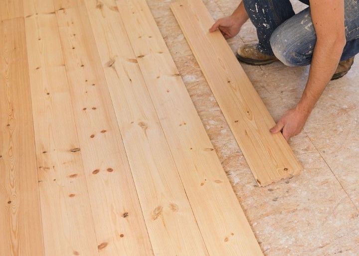 Oak flooring being fitted in a Derbyshire property