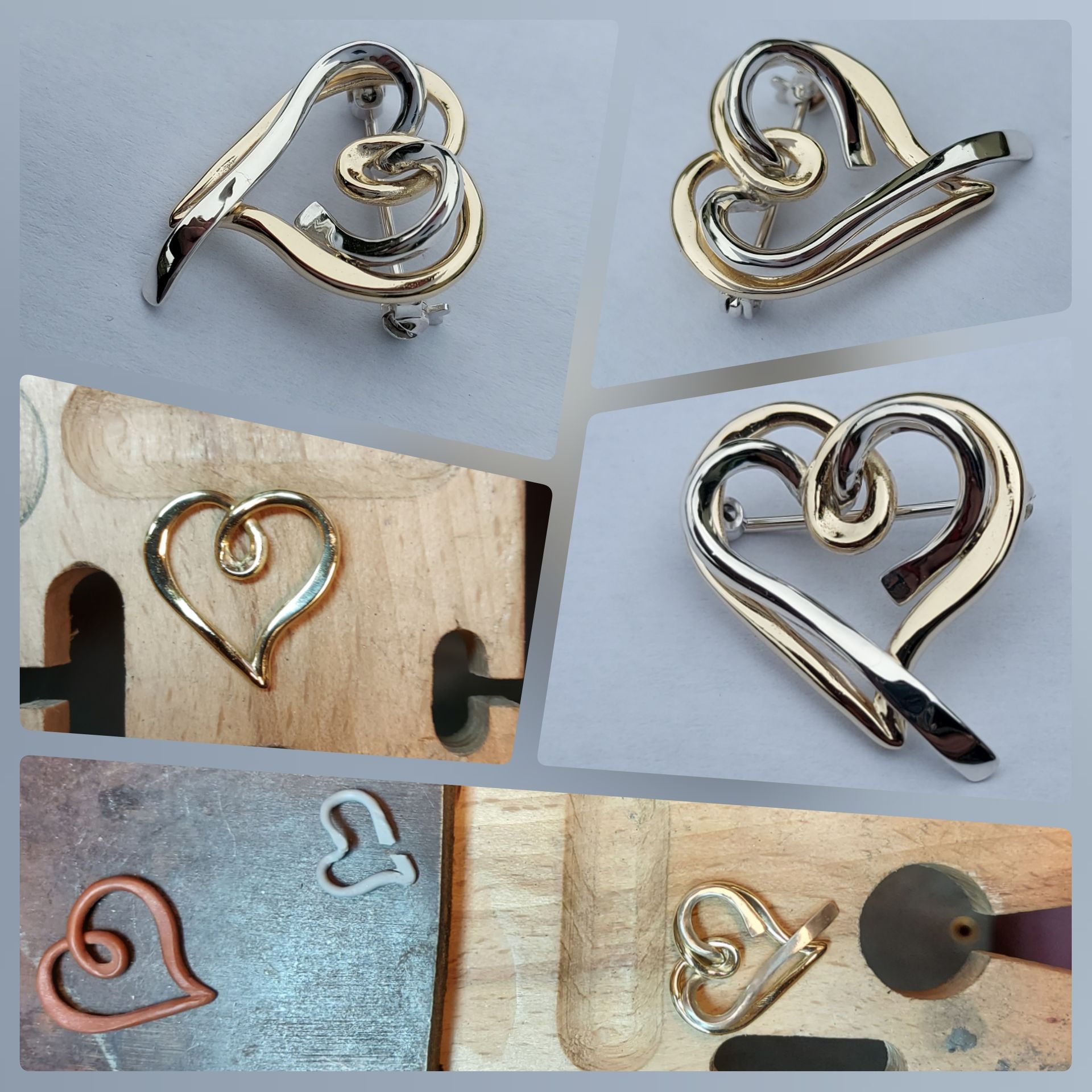 M7 broche verbonden harten, heel en gebroken