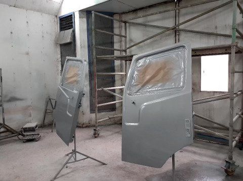 Trailer Truck Door Repaint Process — Automotive Paint in Bonville, NSW