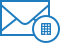 Envelope icon with a grid in a circle, indicating an email with attachments.