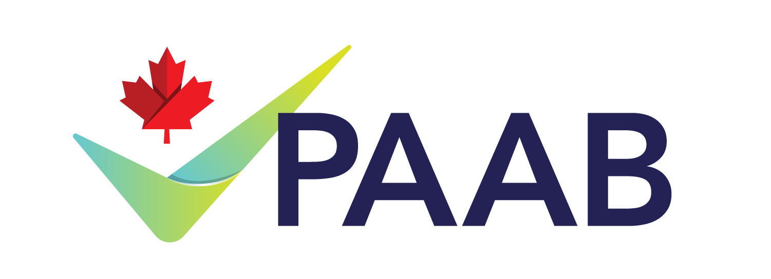 Logo with a red maple leaf, green checkmark, and the text 
