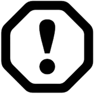 Point d'exclamation noir dans un octogone ; indique un avertissement.