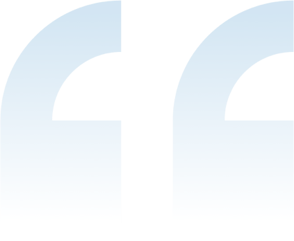 Blue quotation marks, used for emphasis.