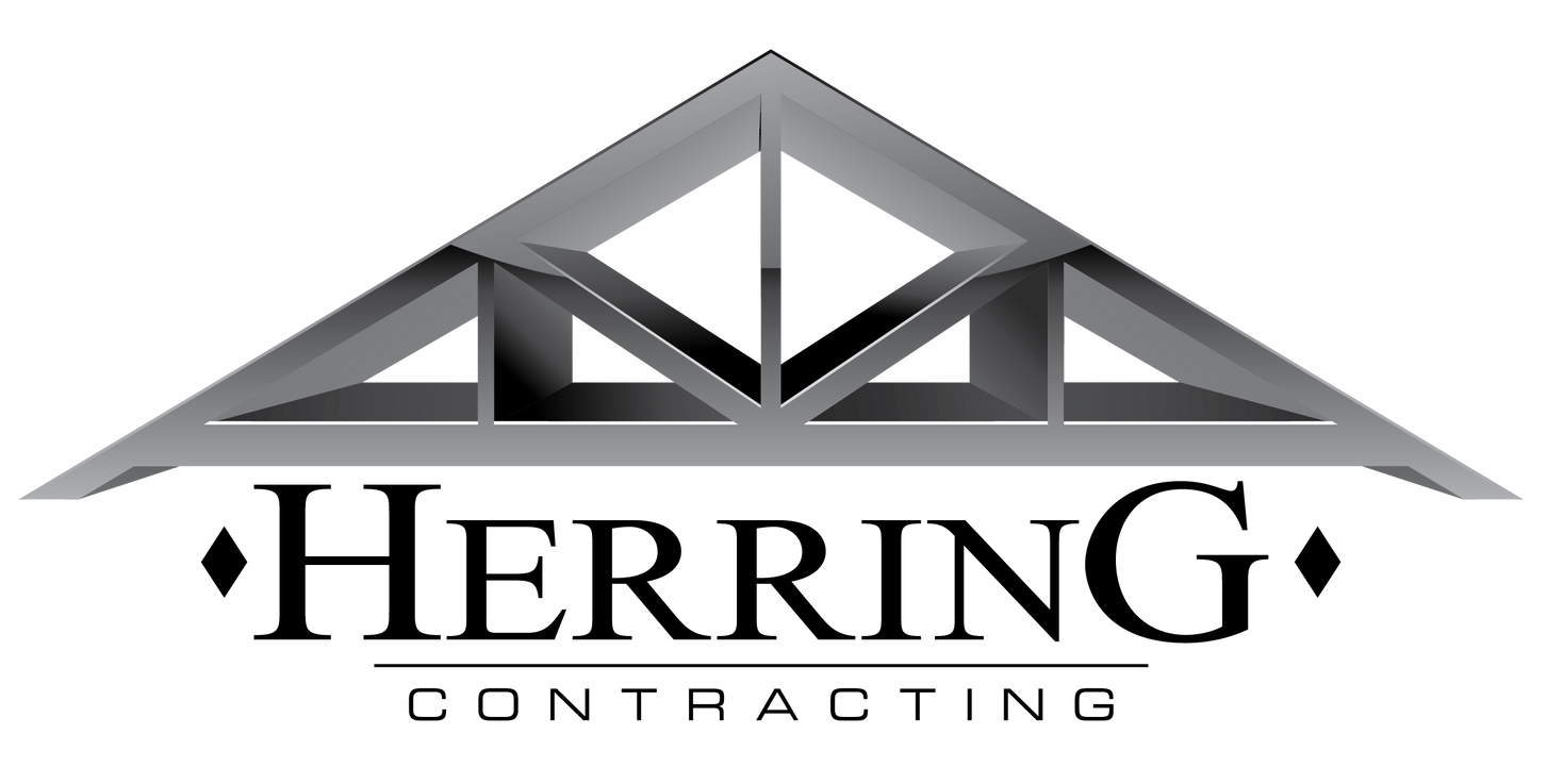 Herring Contracting logo with a gray roof truss graphic above the company name
