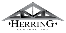 Herring Contracting logo with a gray roof truss graphic above the company name