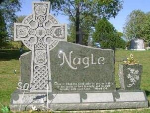 A dark polished granite gravestone with the name 