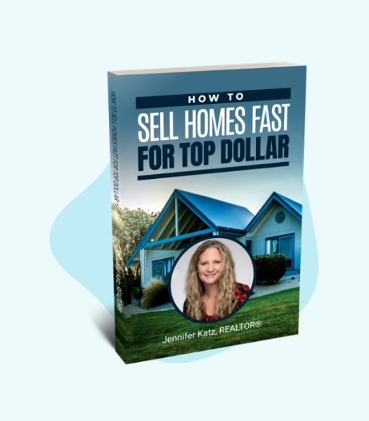 Book cover reading “How to Sell Homes Fast for Top Dollar” with a house and smiling woman portrait