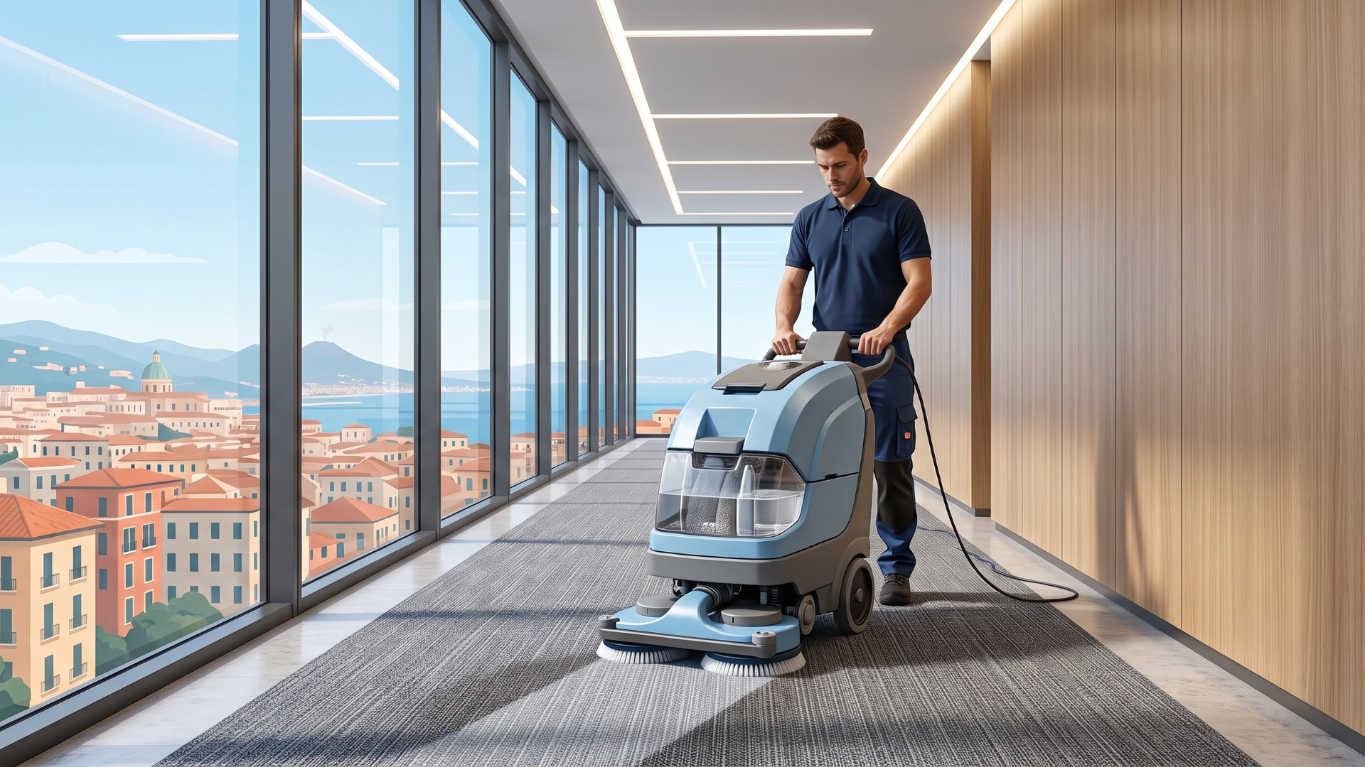 carpet cleaning for commercial office hallway
