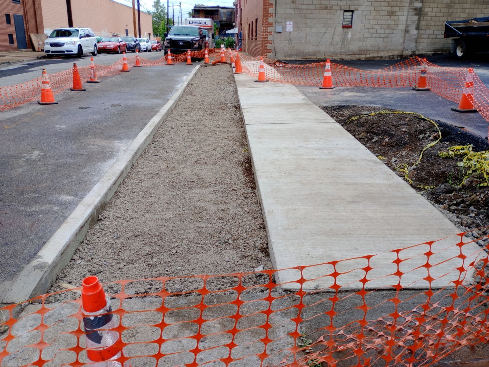 Concrete sidewalk construction