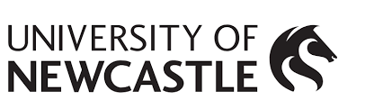 University of Newcastle logo: black text and a stylized horse head silhouette.