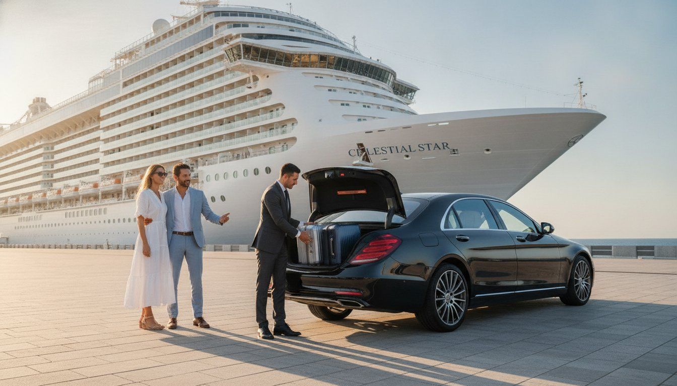 private and secure cruise transfers to and from airport and or the port and city with app.WazUp.com transportation