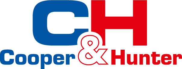 Logo for Cooper & Hunter, blue and red letters 