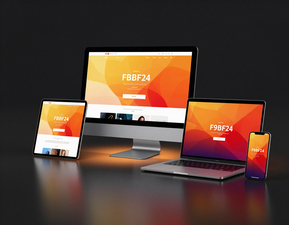 Webflow multi-device website mockup with fire-gradient accent