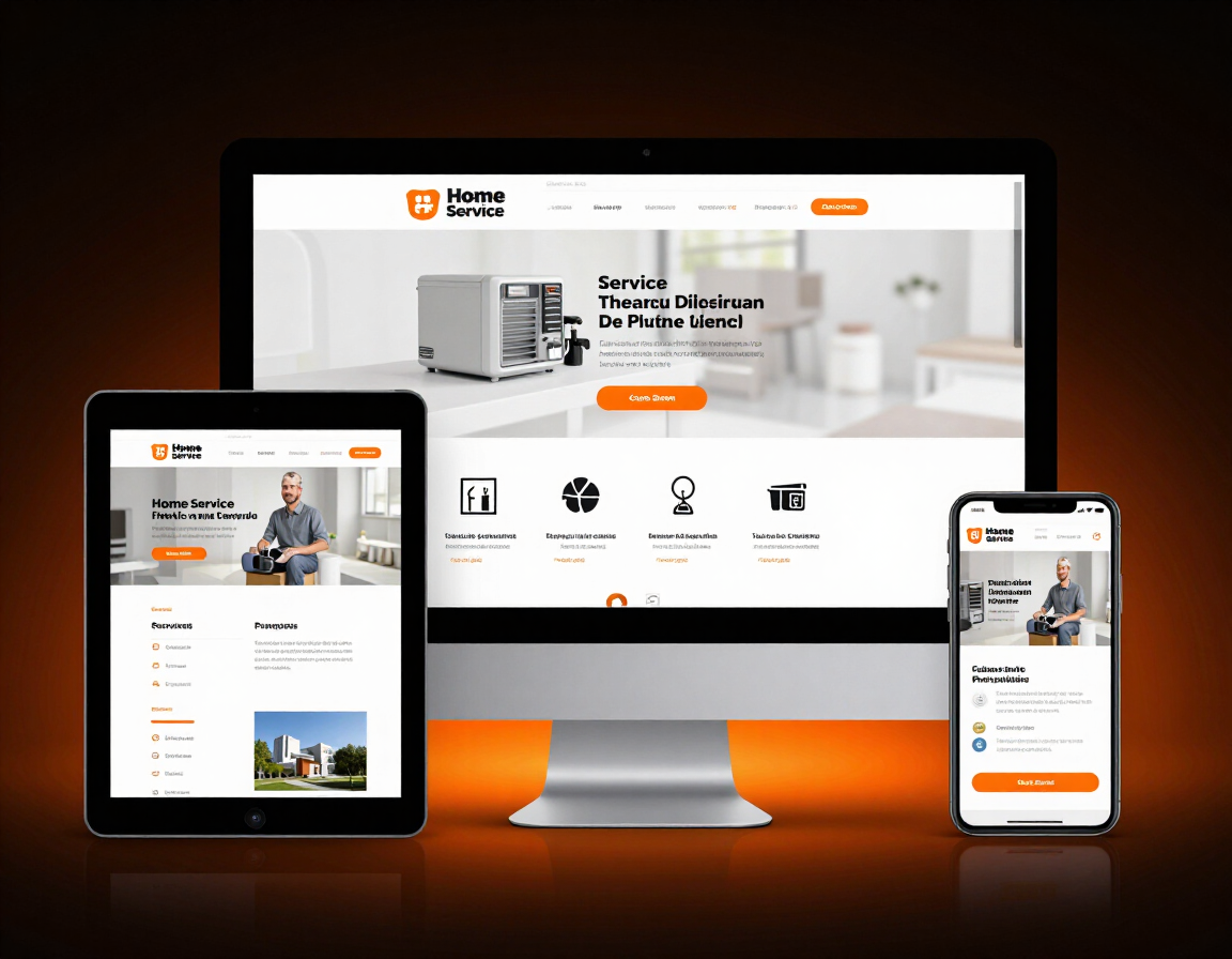 Multi-device mockup of a professional home-service company website