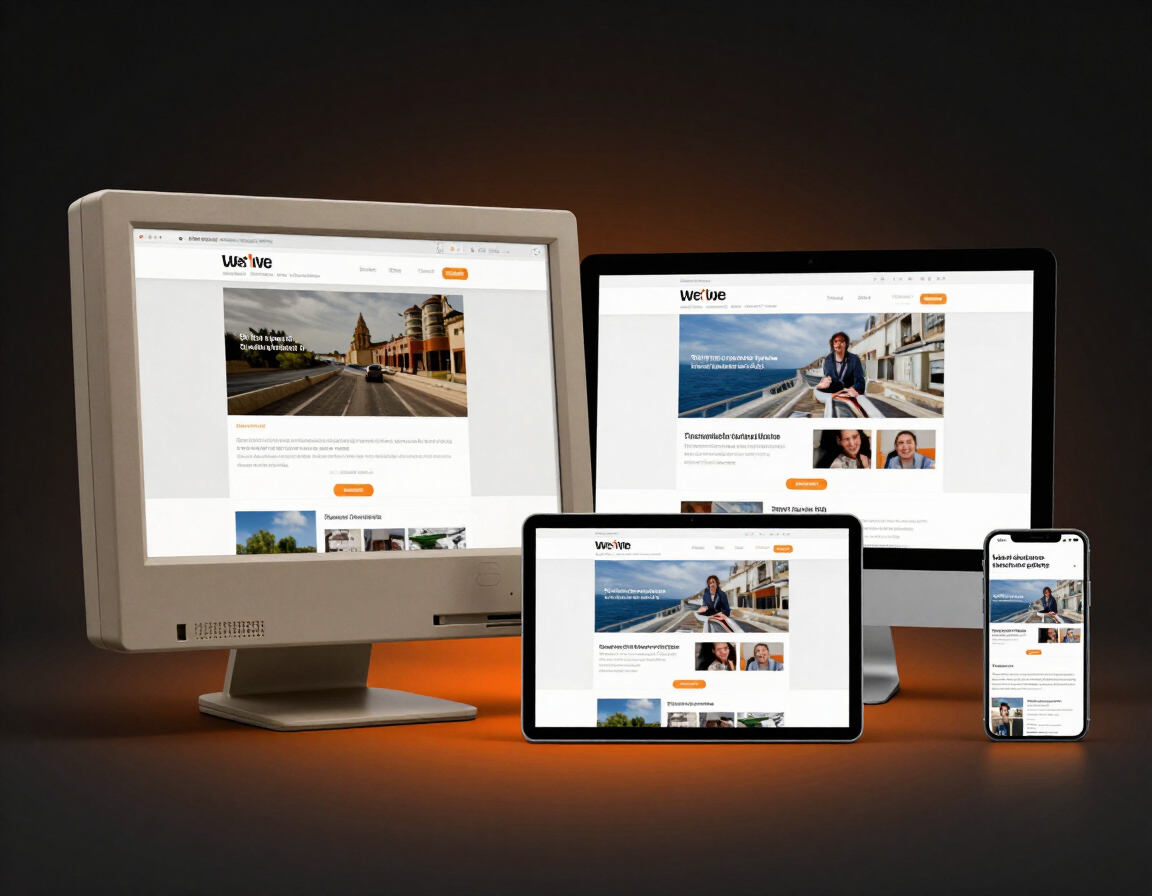 Before and after website redesign concept