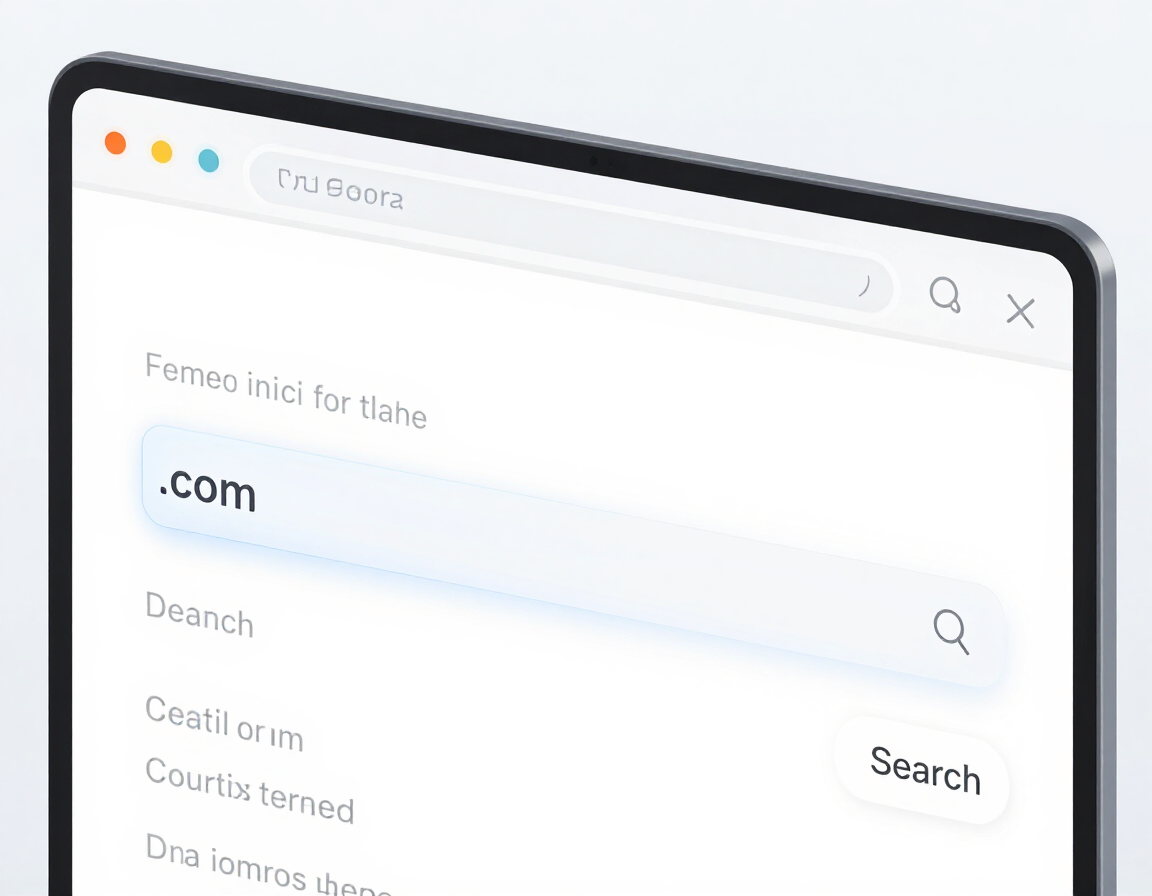 Domain name search interface on a browser screen