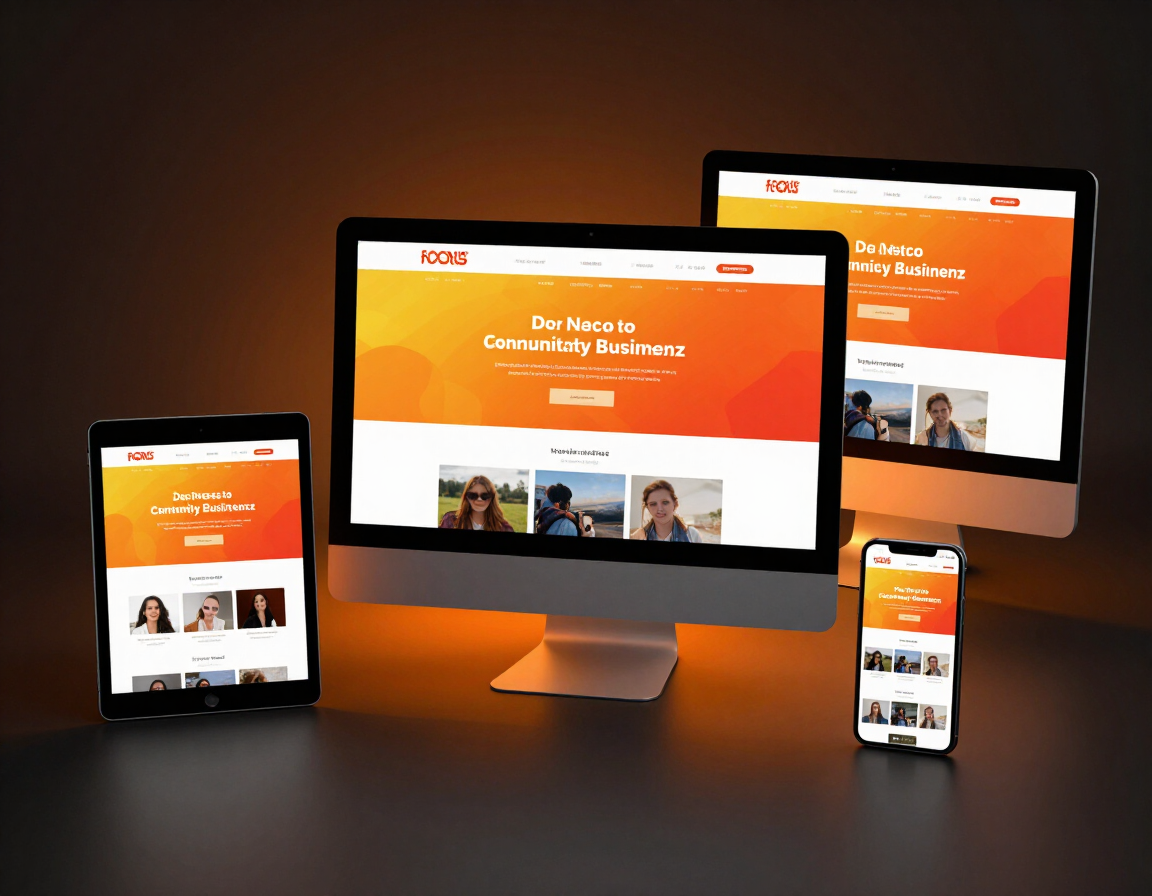 Multi-device website mockup showing a professional small-business website on desktop, tablet, and mobile