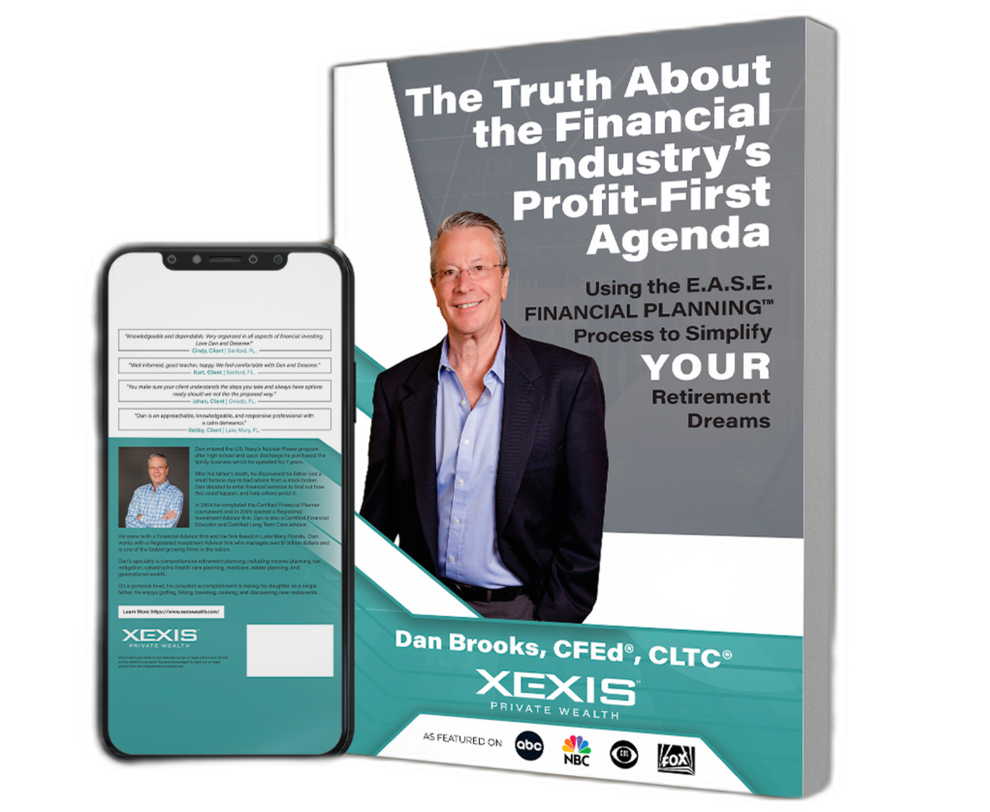 Financial advisor book cover and smartphone mockup promoting “The Truth About the Financial Industry’s Input-First Agenda.”