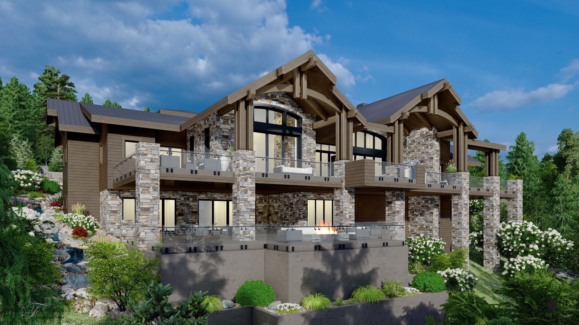 3d rendering of mountain estate