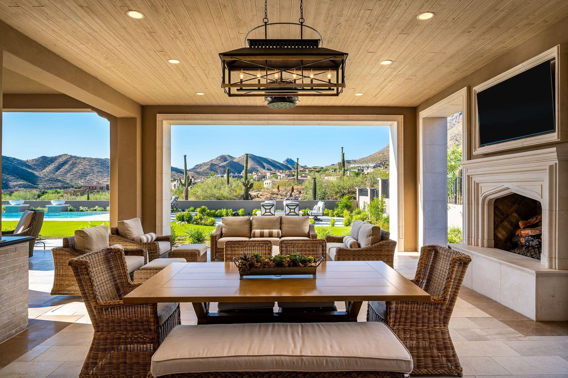 summer dining table outside custom living area design