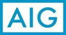 AIG logo in blue letters inside a light blue rectangular border