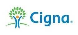Cigna logo with a green and blue tree-like figure and blue text