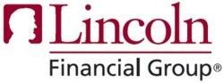Lincoln Financial Group logo in maroon and black with a white profile silhouette icon.