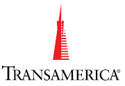 Transamerica logo with red stylized spire above black wordmark