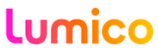 Lumico logo in bright pink and orange text on a white background