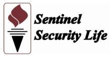 Sentinel Security Life logo with maroon torch icon and black text on white background