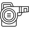 Whistle with a rounded body and a rectangular handle.