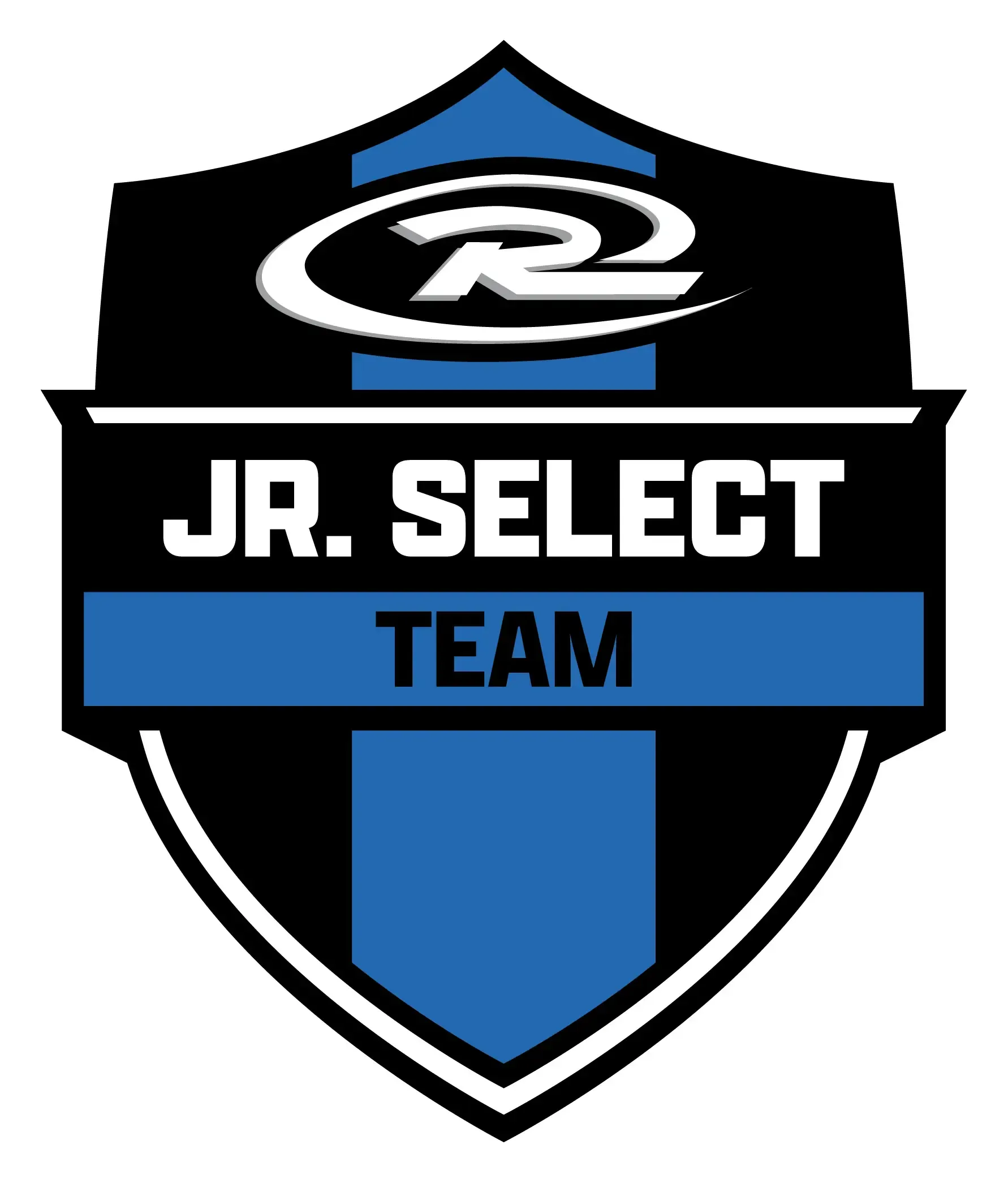 Black and blue shield logo reading “JR. SELECT TEAM” with a stylized “R” emblem