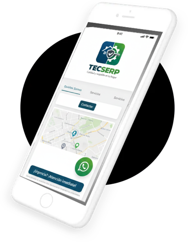 Un teléfono inteligente que muestra la interfaz de la aplicación TECSERP