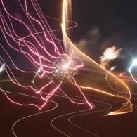 Abstract firework light streaks at night