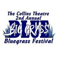 The Collins Theatre 2nd Annual Big Grass Bluegrass Festival logo in blue and white
