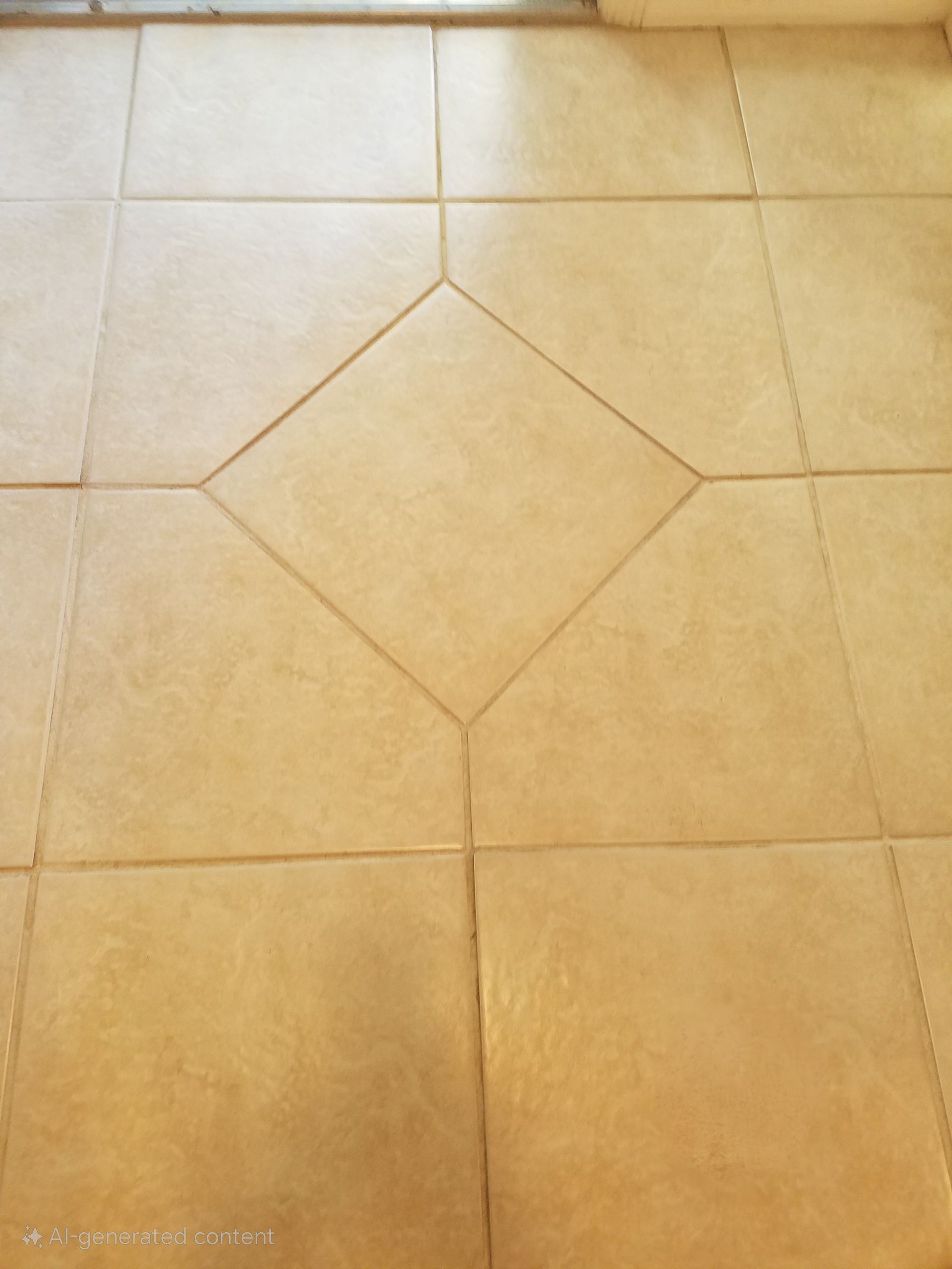 A close up of a tiled floor with a diamond pattern