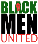 Black Men United logo in green, black, and red with a raised fist
