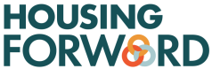 Housing Forward logo with teal text and an orange ampersand