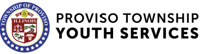 Proviso Township Youth Services logo with Illinois seal and black text on white background