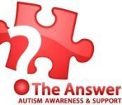 Red puzzle piece with question mark and “The Answer Autism Awareness & Support” text