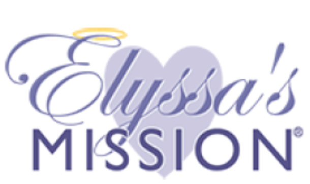 Elyssa’s Mission logo in purple script and block text with a small yellow halo above the E