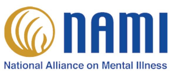 NAMI logo in blue and gold with the words “National Alliance on Mental Illness”