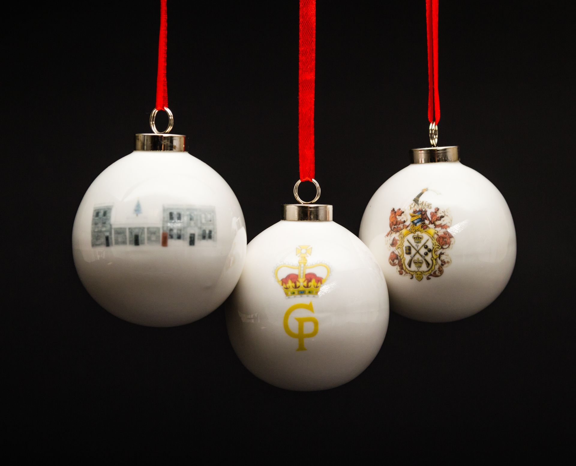 Set of three Christmas baubles