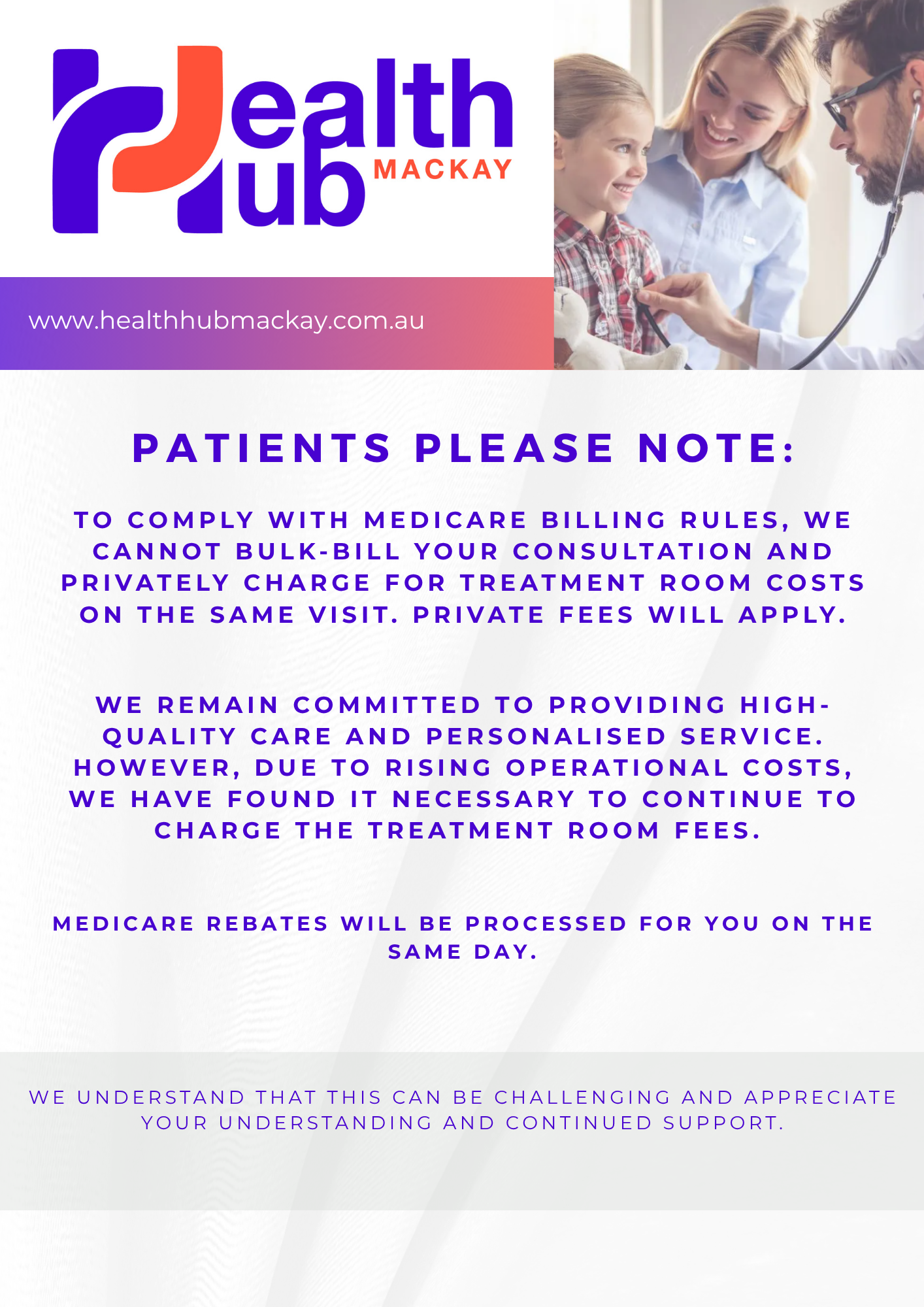 Promotional graphic: Health Hub offering a bulk-billed consultation with Dr. Amrin Tuli for a national bowel screening test. Valid until Sept. 30, 2025.