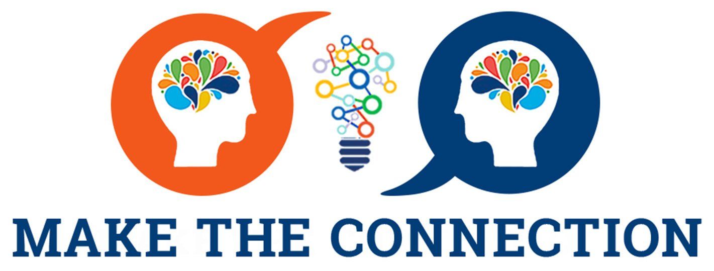 new Make The Connection logo in orange and navy