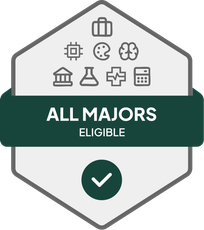 Badge with All Majors Eligible text 