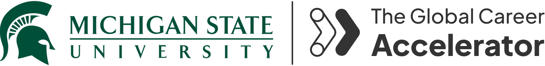 Michigan State University and The Global Career Accelerator logos
