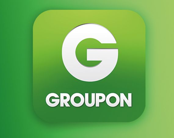 Groupon logo: white “G” and wordmark on a green square background