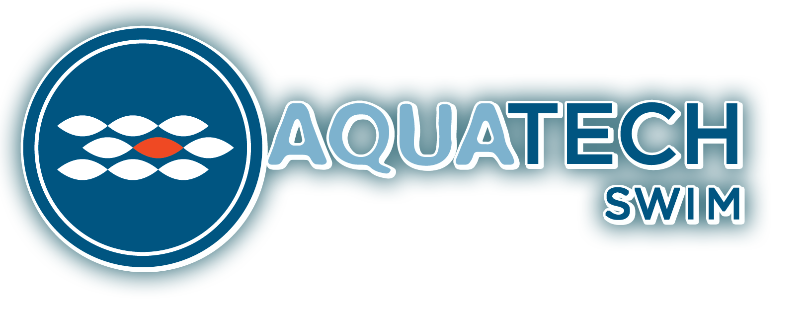 AQUATECH SWIM logo with a blue circular emblem and white text on a white background