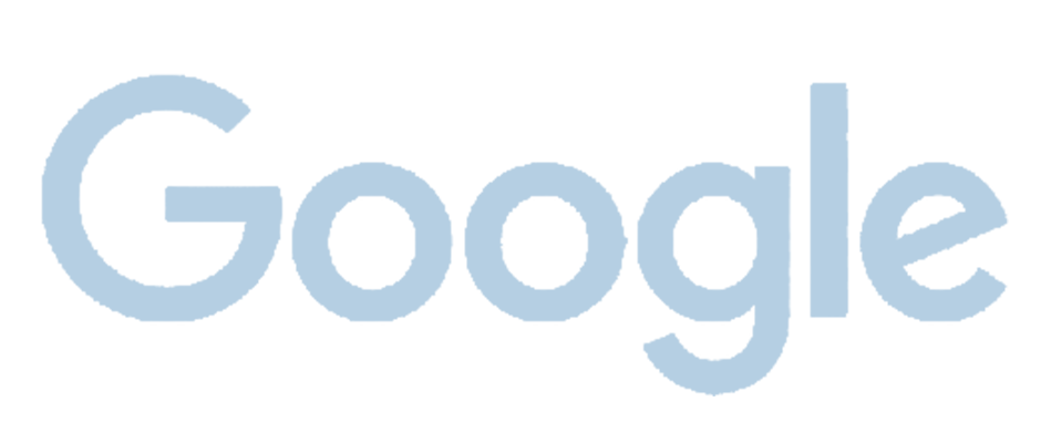The google logo is blue and white on a white background.